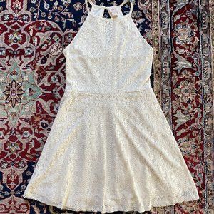 Casual fit and flare crochet overlay dress